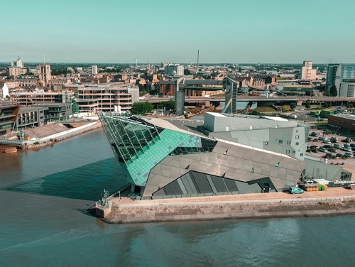An aerial view of Hull Marina in the sun