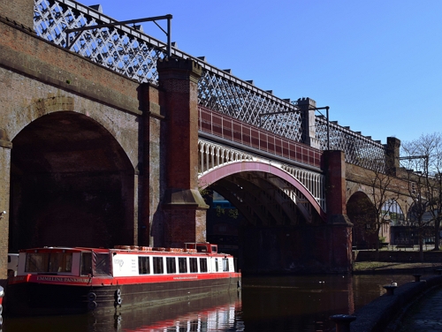 Long boat in a Manchester canal