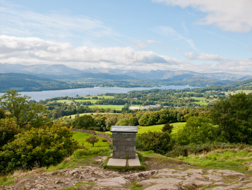 A view from the top of Orrest Head, overlooking Windermere Lake.