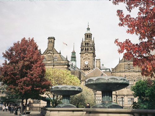 Sheffield city centre in the sun